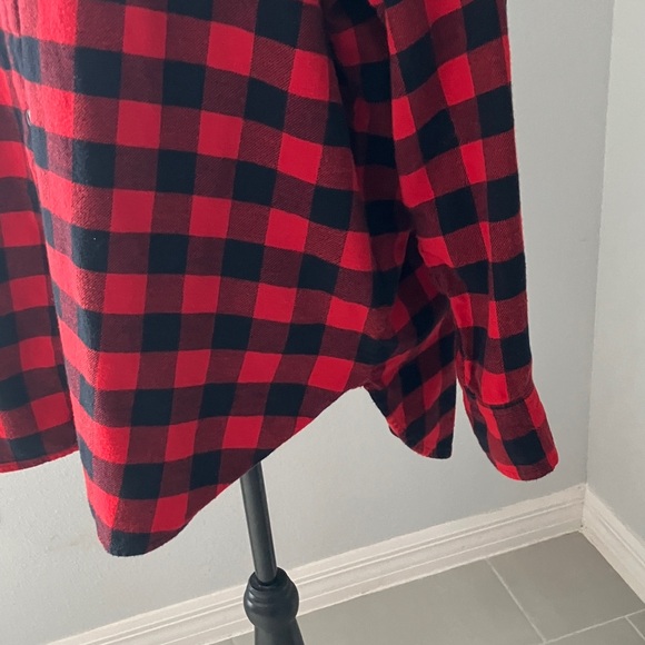 GAP Women Oversized Plaid Flannel Button Down Shirt-Red Buffalo Plaid | L - Picture 6 of 13